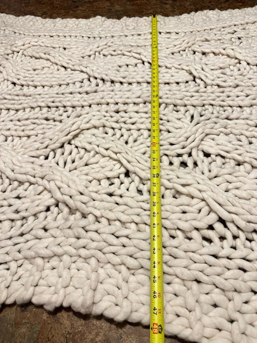 Ethan Allen Chunky Knit Throw Blanket in Ivory